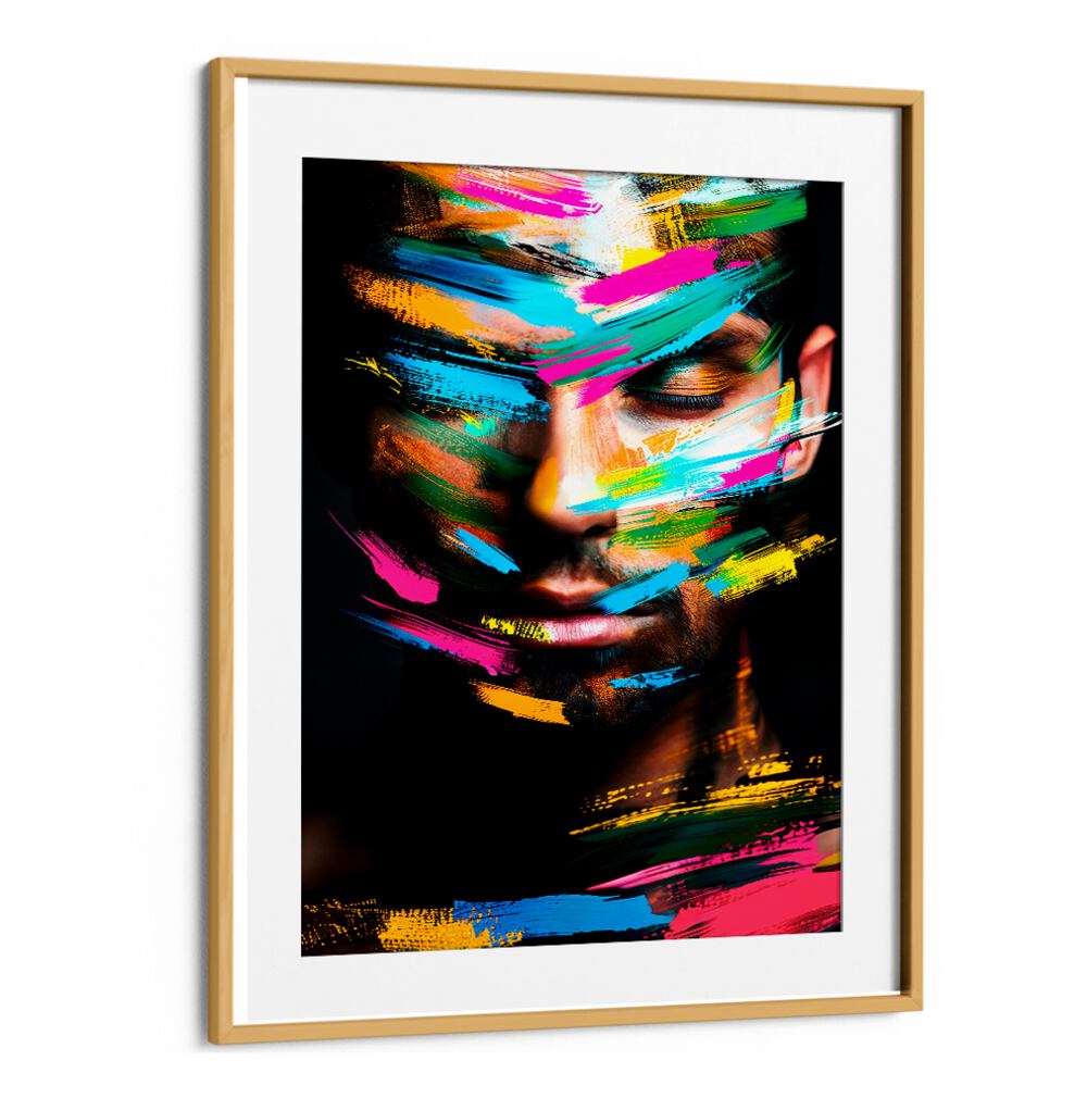 Colorful strokes create a striking effect on the FACELESS XI, ABSTRACT PAINTINGS by Philippe HUGONNARD, enhancing modern decor.