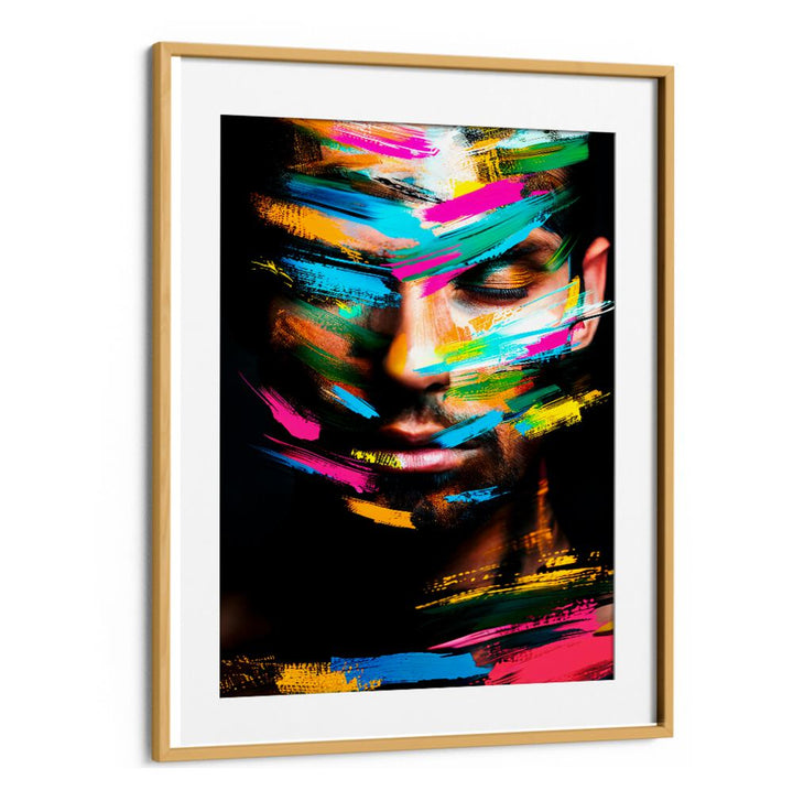 Colorful strokes create a striking effect on the FACELESS XI, ABSTRACT PAINTINGS by Philippe HUGONNARD, enhancing modern decor.