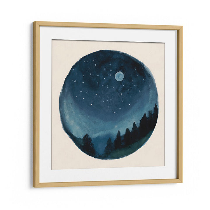 AROUND THE WORLD , KIDS ROOM PAINTINGS featuring a night sky with moon and forest, perfect for inspiring young imaginations.