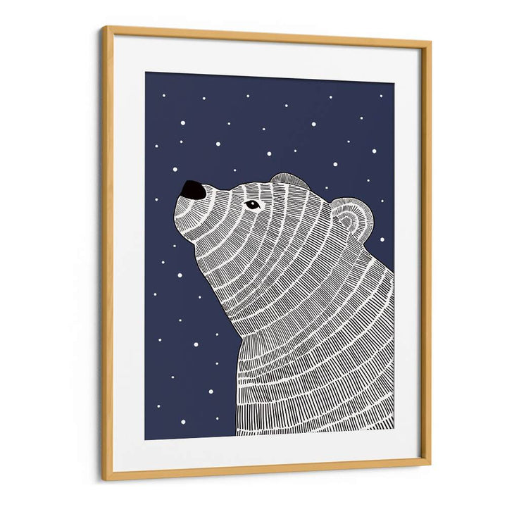 POLA BEAR NIGHT GAZE, KIDS ROOM PAINTINGS, featuring a serene polar bear against a night sky, perfect for children's decor.
