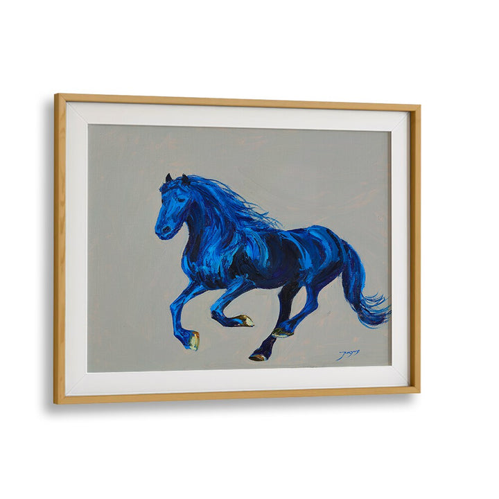 Bold and vibrant, this painting titled "A BLUE HORSE, ANIMAL PAINTINGS" captures the essence of equine beauty.