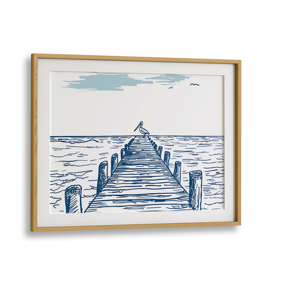 Elegant PELICAN PIER, BEACH PAINTINGS featuring a serene pier and ocean view, perfect for enhancing your outdoor space.