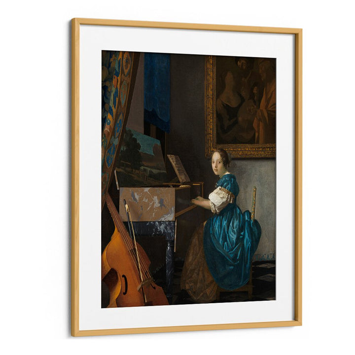 YOUNG WOMAN SEATED AT A VIRGINAL (CA. 1670–1672)  BY JOHANNES VERMEER, VINTAGE PAINTINGS