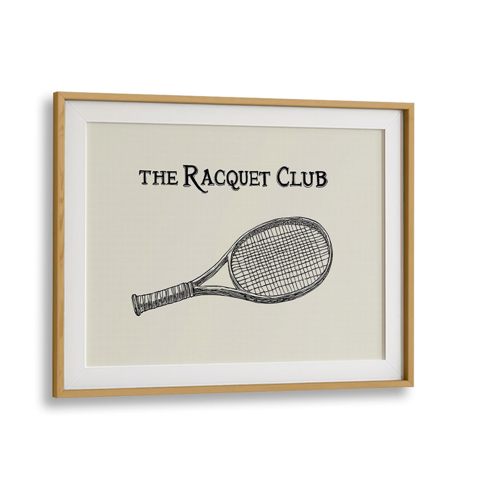 Framed vintage tennis racquet illustration, perfect for sports posters and tennis enthusiasts. Ideal for decor!