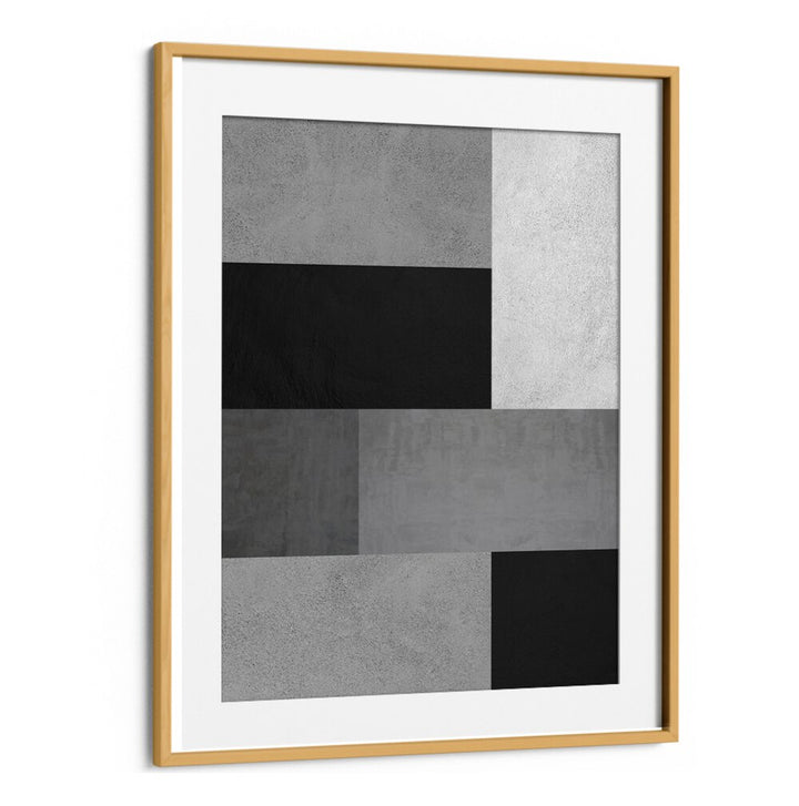 Sophisticated GRAY TEXTURES III, GEOMETRIC ART PRINTS framed in natural wood, perfect for modern and classic decor.