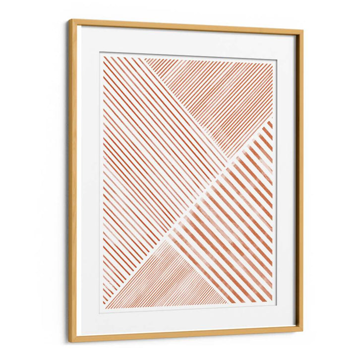 Stylish PEACHY LINE ART II, GEOMETRIC ART PRINTS framed in gold, perfect for modern home decor elegance.