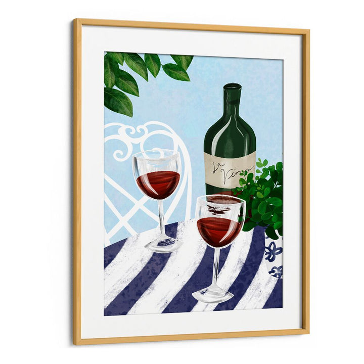 Enjoy a relaxing moment with RED WINE UNDER THE TREE, BAR & CAFE ART, featuring elegant glasses and a bottle of wine.