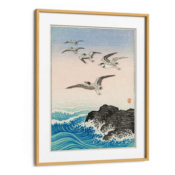 FIVE SEAGULLS ABOVE THE SEA (1900 - 1945)  , JAPANESE PAINTINGS , JAPANESE ART PRINTS