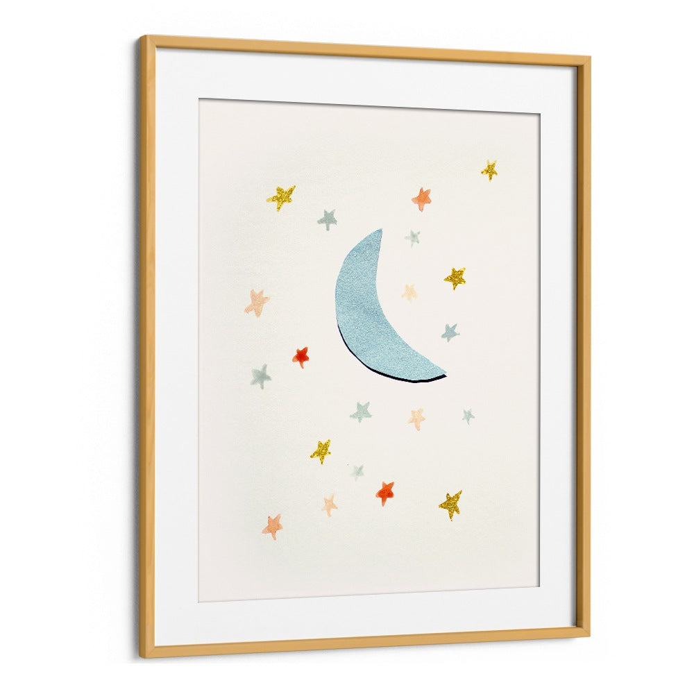 Whimsical MOON & STARS painting, perfect for kids' rooms, adds charm to any space.