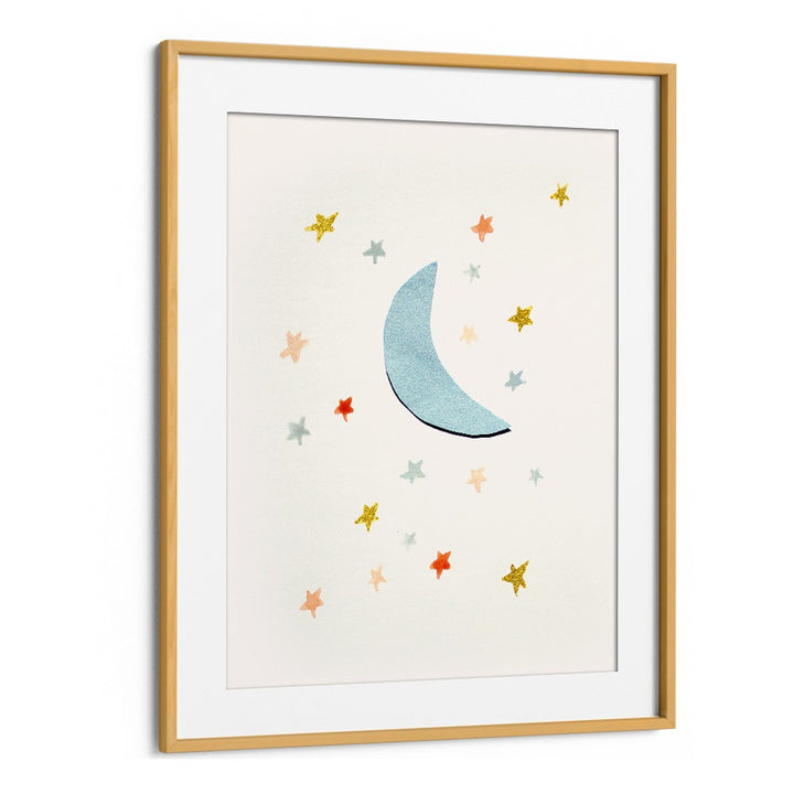 Whimsical MOON & STARS painting, perfect for kids' rooms, adds charm to any space.