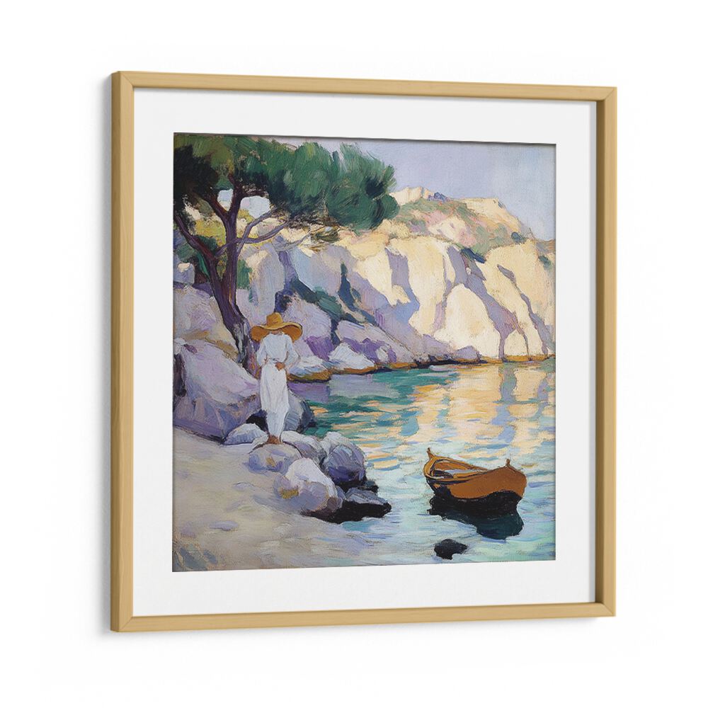 Elegant art piece featuring a WOMAN BY THE SEA, capturing tranquility and the essence of ocean breezes. Perfect for decor.