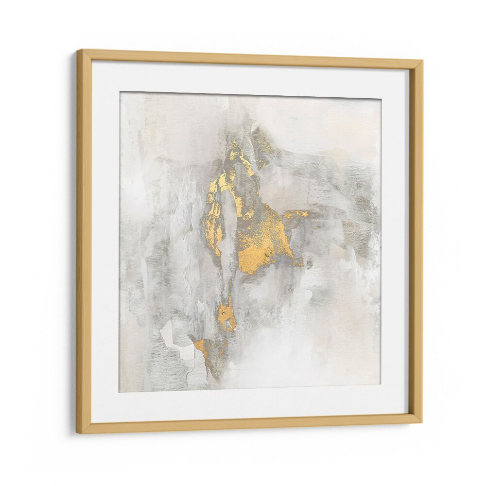 Elegant abstract painting titled "YOSEMITE FALLS II," featuring soft hues and gold accents, perfect for modern decor.