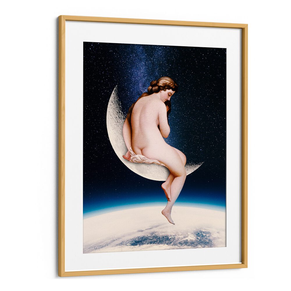 Whimsical MOONWATCHER, ALTERED ART PRINTS, beautifully framed, adds creativity and wonder to any space.