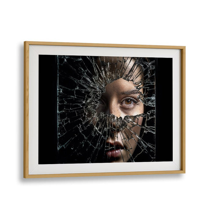 Surreal BROKEN FACE, PHOTOGRAPHY PRINTS featuring shattered glass, captivating viewers with unique artistry.