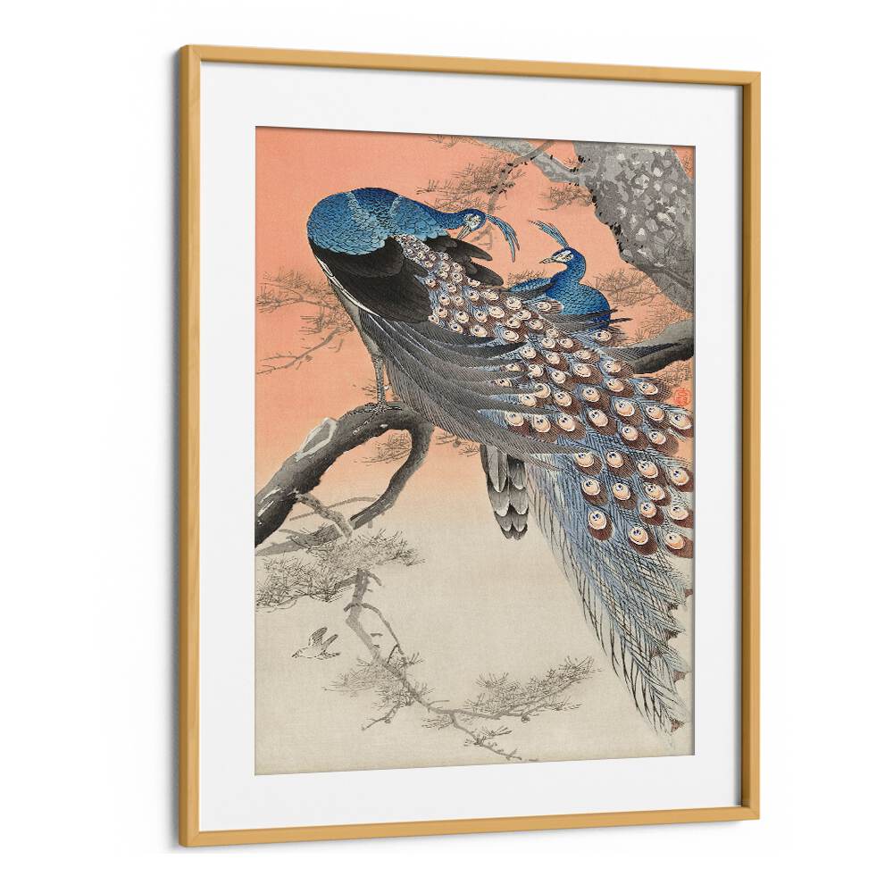 TWO PEACOCKS ON TREE BRANCH (1900 - 1930) , JAPANESE PAINTINGS , JAPANESE ART PRINTS