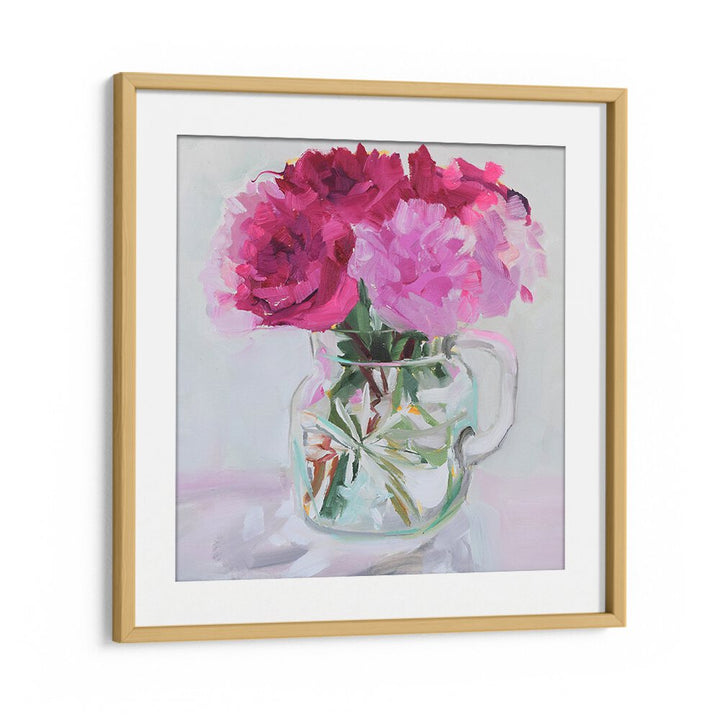 Stunning arrangement of pink flowers in a jar, showcasing PRETTY IN PINK, FLORAL FLOWER PAINTINGS for your home decor.
