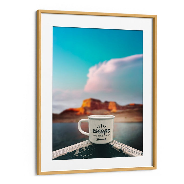 Coffee mug with "escape the ordinary" text, perfect for ESCAPE USA TRAVEL, QUOTES inspiration on adventures.