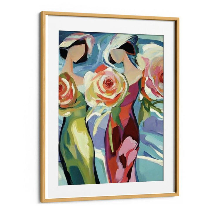 Stunning TWO WOMEN WITH ROSES artwork, celebrating beauty and friendship, perfect for elegant home decor.