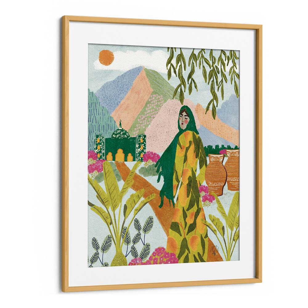 mama's heaven portraits-figurative illustrations in Oak Wood Frame With Mount