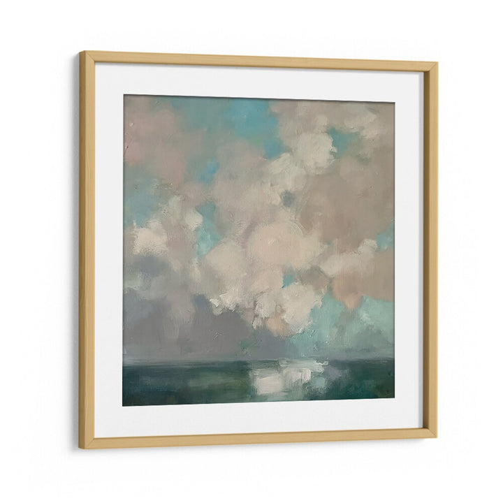 Framed GREEN CLOUDS, ABSTRACT PAINTINGS showcasing serene colors, perfect for enhancing home decor and tranquility.