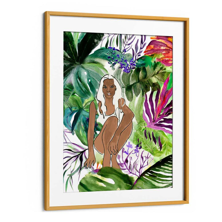 Bold illustration featuring vibrant greenery and a figure, showcasing SUDDEN SHIFT, PORTRAITS & FIGURATIVE ILLUSTRATIONS.