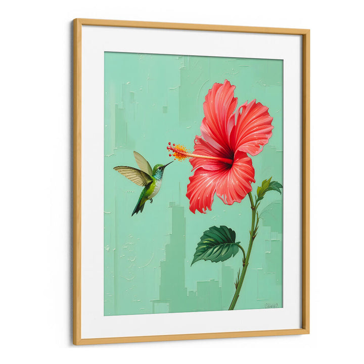 BIRD VISITED MY GARDEN , FLORAL FLOWER PAINTINGS