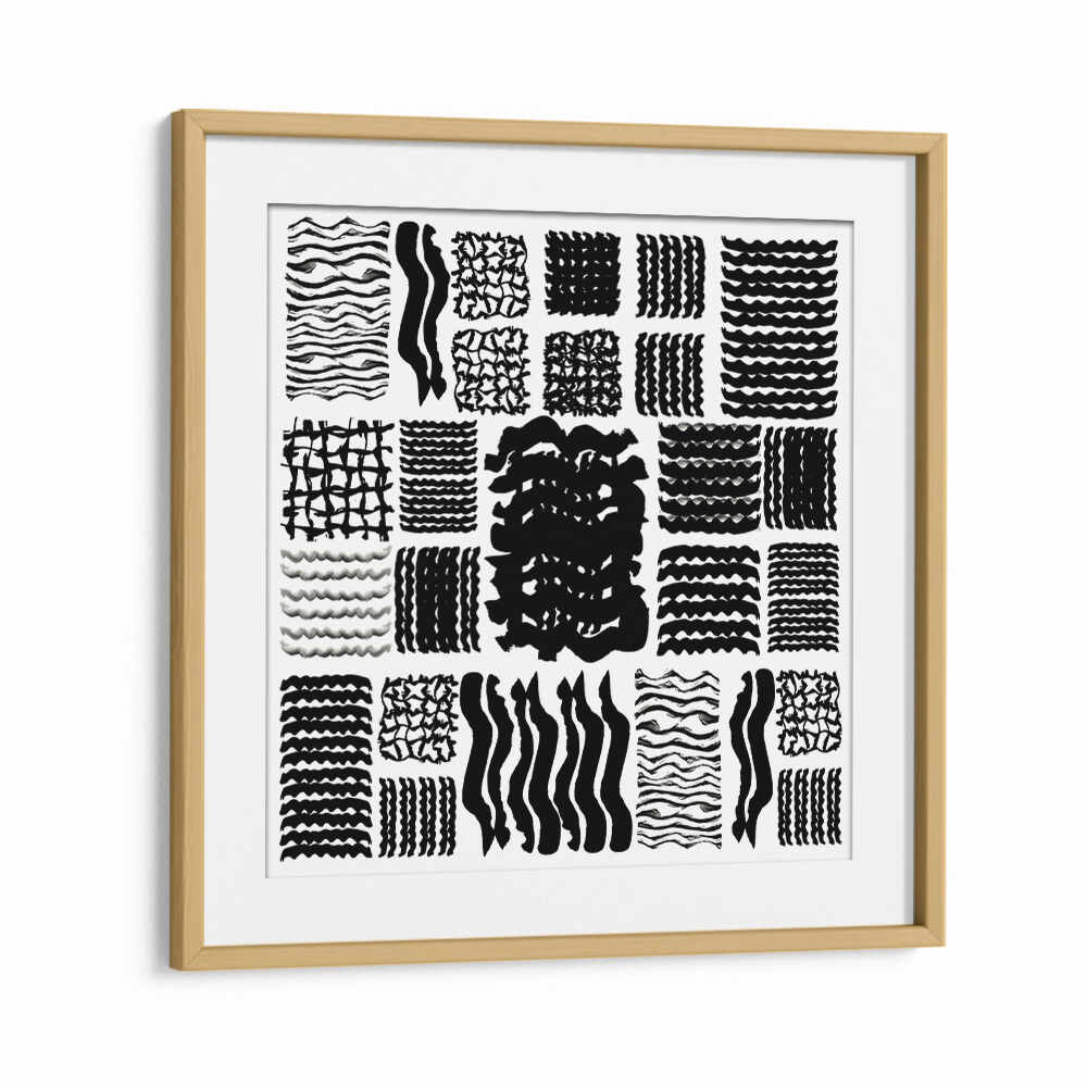 Stylish SQUIGGLE GRID II, GEOMETRIC ART PRINTS designed to enhance modern decor with captivating black and white patterns.
