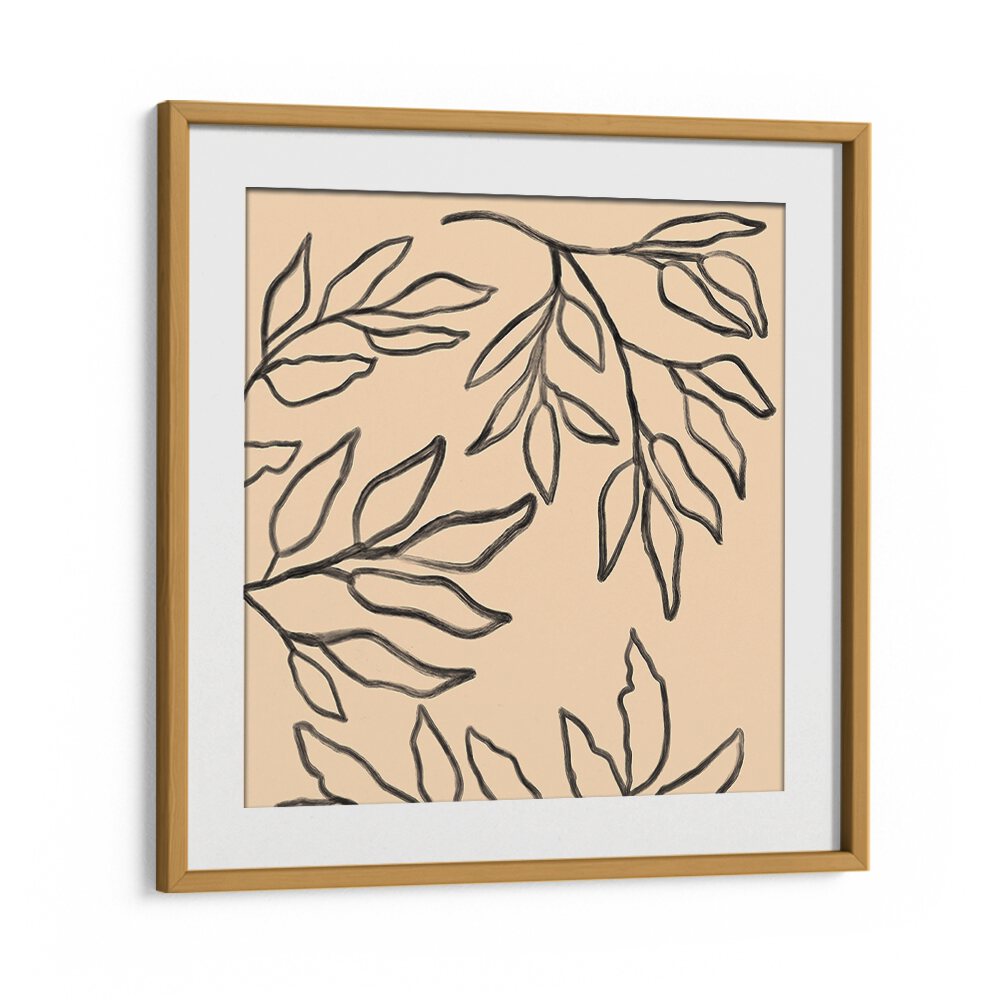 Stylish BOTANICAL ABSTRACT IV, FLORAL FLOWER PAINTINGS featuring elegant leaf designs in a contemporary frame.