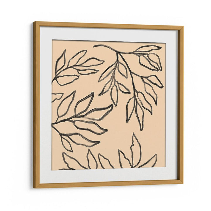 Stylish BOTANICAL ABSTRACT IV, FLORAL FLOWER PAINTINGS featuring elegant leaf designs in a contemporary frame.