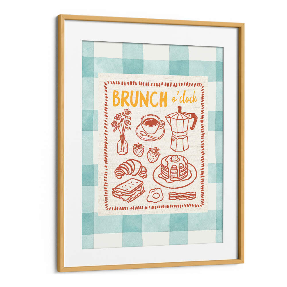 BRUNCH O CLOCK ON GREEN CHECKS , BAR & CAFE ART