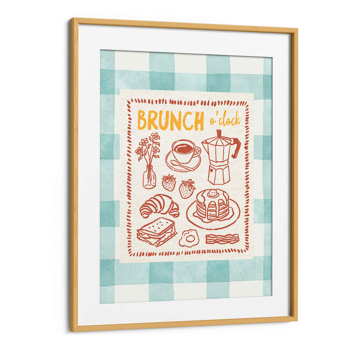 BRUNCH O CLOCK ON GREEN CHECKS , BAR & CAFE ART