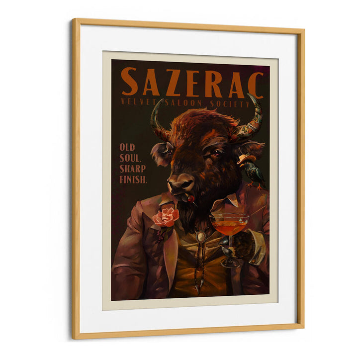 BUFFALO DRINKING SAZERAC , BAR & CAFE ART