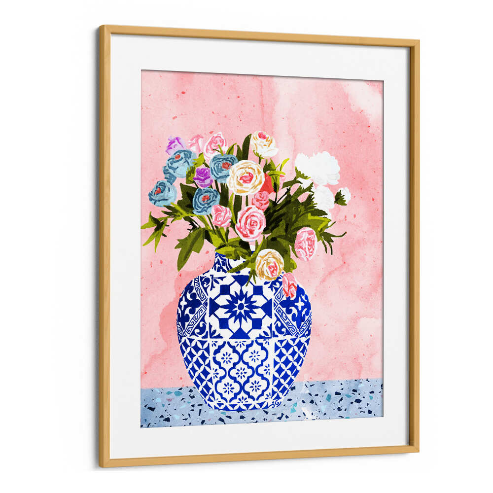 CERAMIC PLANTER , FLORAL FLOWER PAINTINGS