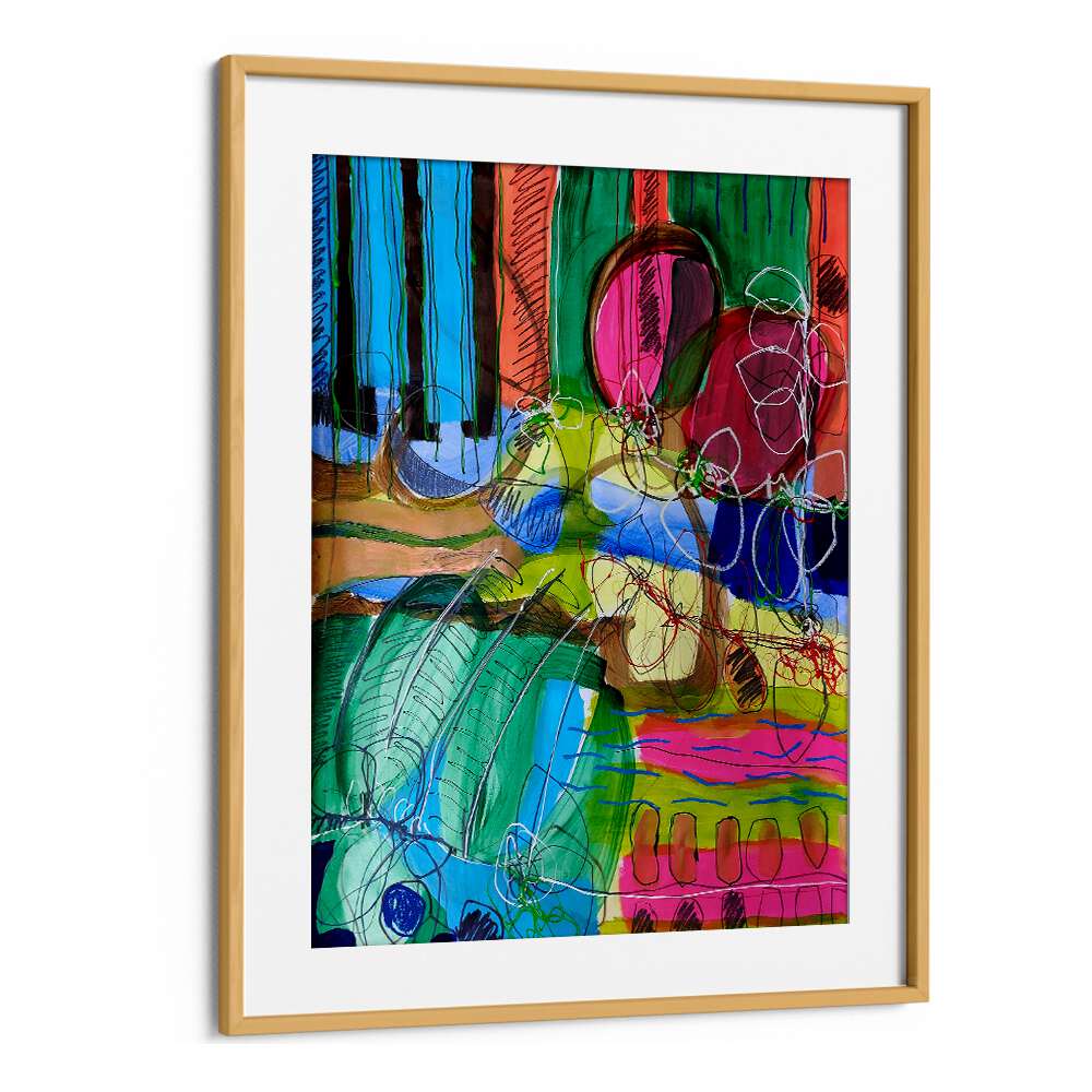 Vibrant abstract painting, "COMPOSITION FOR A SUNDAY MORNING," adds tranquility and creativity to your space.