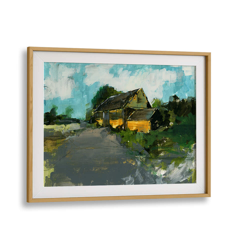 Serene countryside scene featuring COUNTRY BARN I, LANDSCAPE PAINTINGS, enhancing any space with natural beauty.