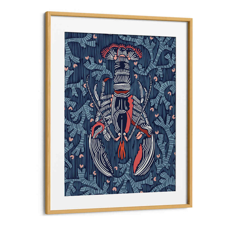 Stunning CRUSTACEAN CORE NAVY Beach Paintings featuring intricate lobster designs, perfect for coastal decor.