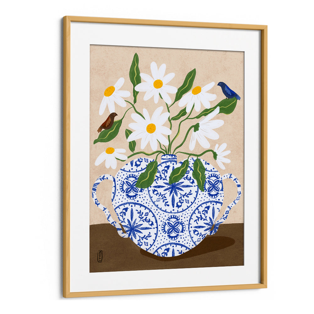 DAISIES IN BLUE TEAPOT