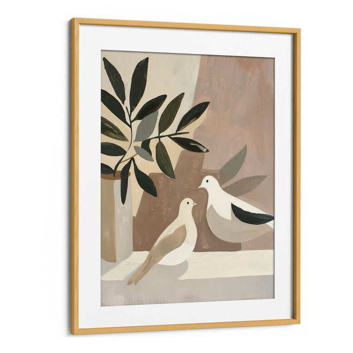 DOVES ON PATIO , BOHO ART PAINTINGS