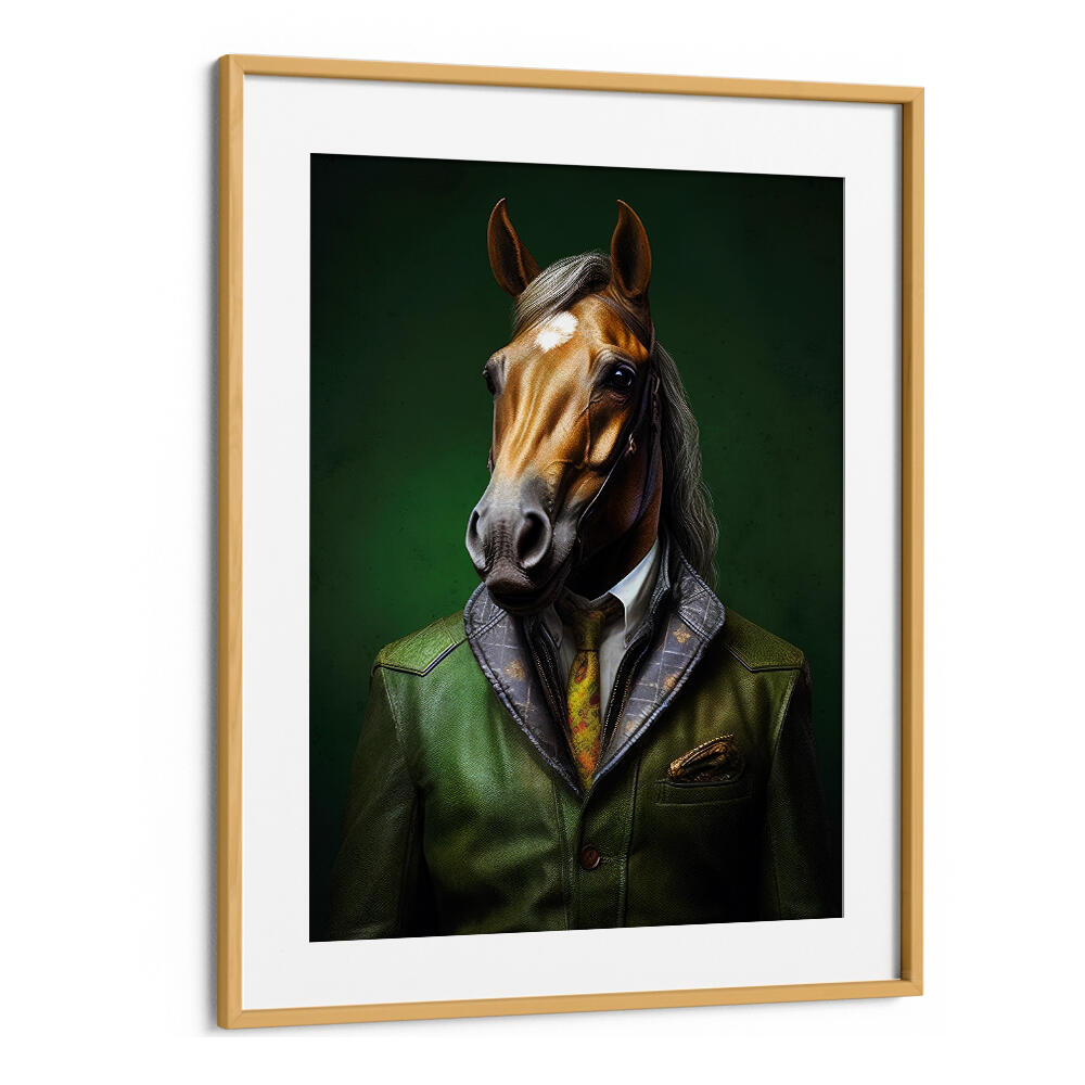 ELEGANT GREEN HORSE ANIMAL ART , ANIMAL PAINTINGS