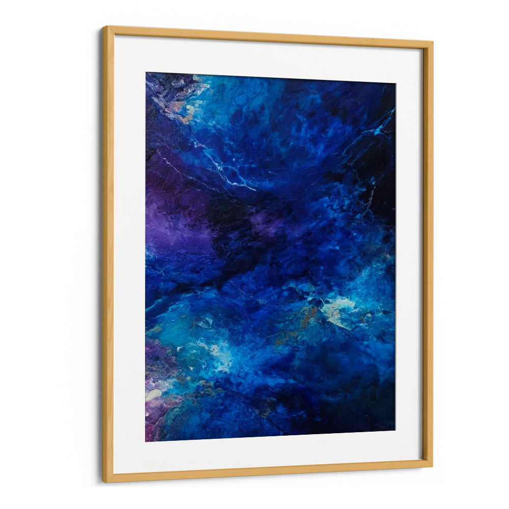 Stunning ETERNAL COSMOS, ABSTRACT PAINTINGS in vibrant blues, perfect for illuminating any space with celestial artistry.