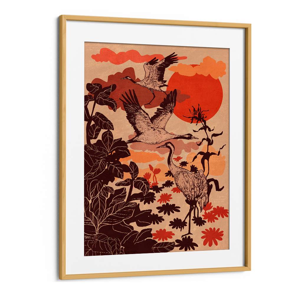 FLYING CRANES TROPICAL SUNSET