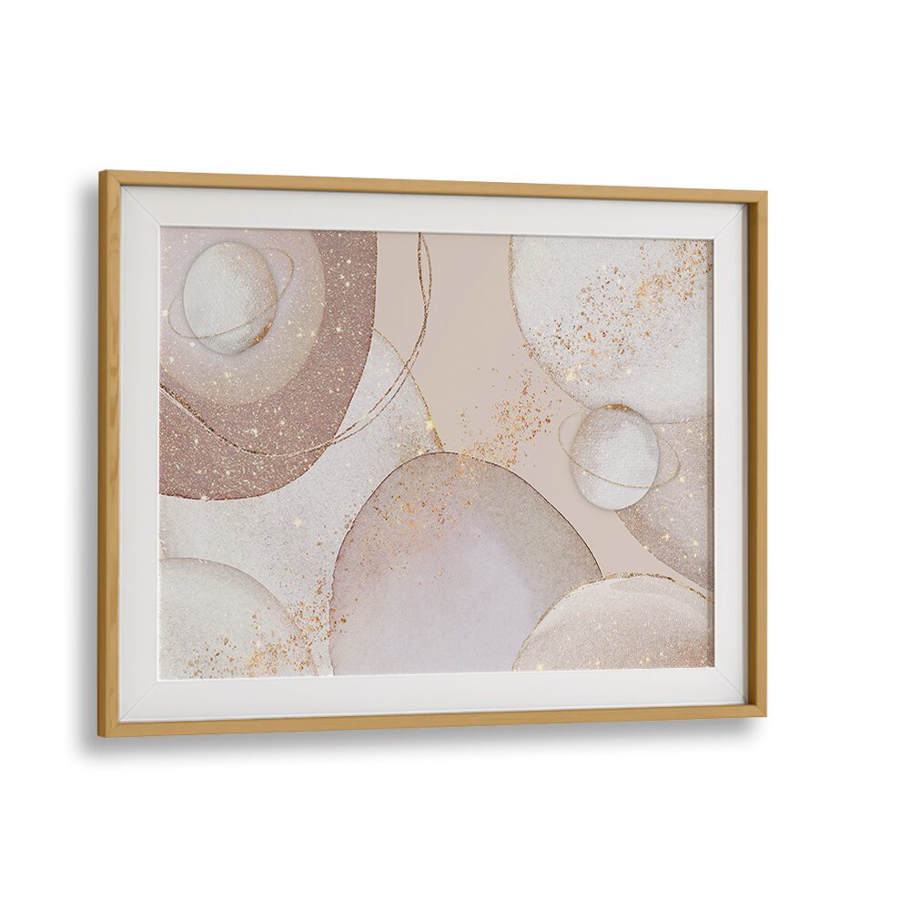 Stunning GOLDEN GALAXY, ABSTRACT PAINTINGS featuring elegant shapes and soft hues, perfect for elevating home decor.