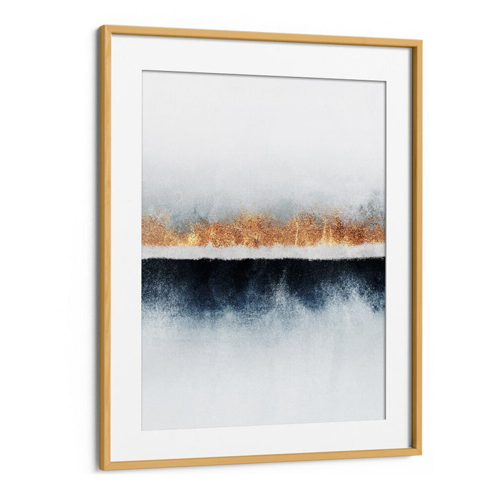 Vibrant HORIZON, ABSTRACT PAINTINGS with gold, blue, and white hues, perfect for modern spaces at Oakwood Mount.