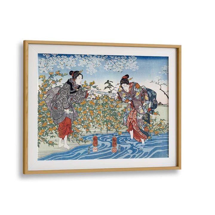 JAPANESE GIRLS BY IDE TAMA RIVER (1847) BY UTAGAWA KUNIYOSHI, JAPANESE PAINTINGS