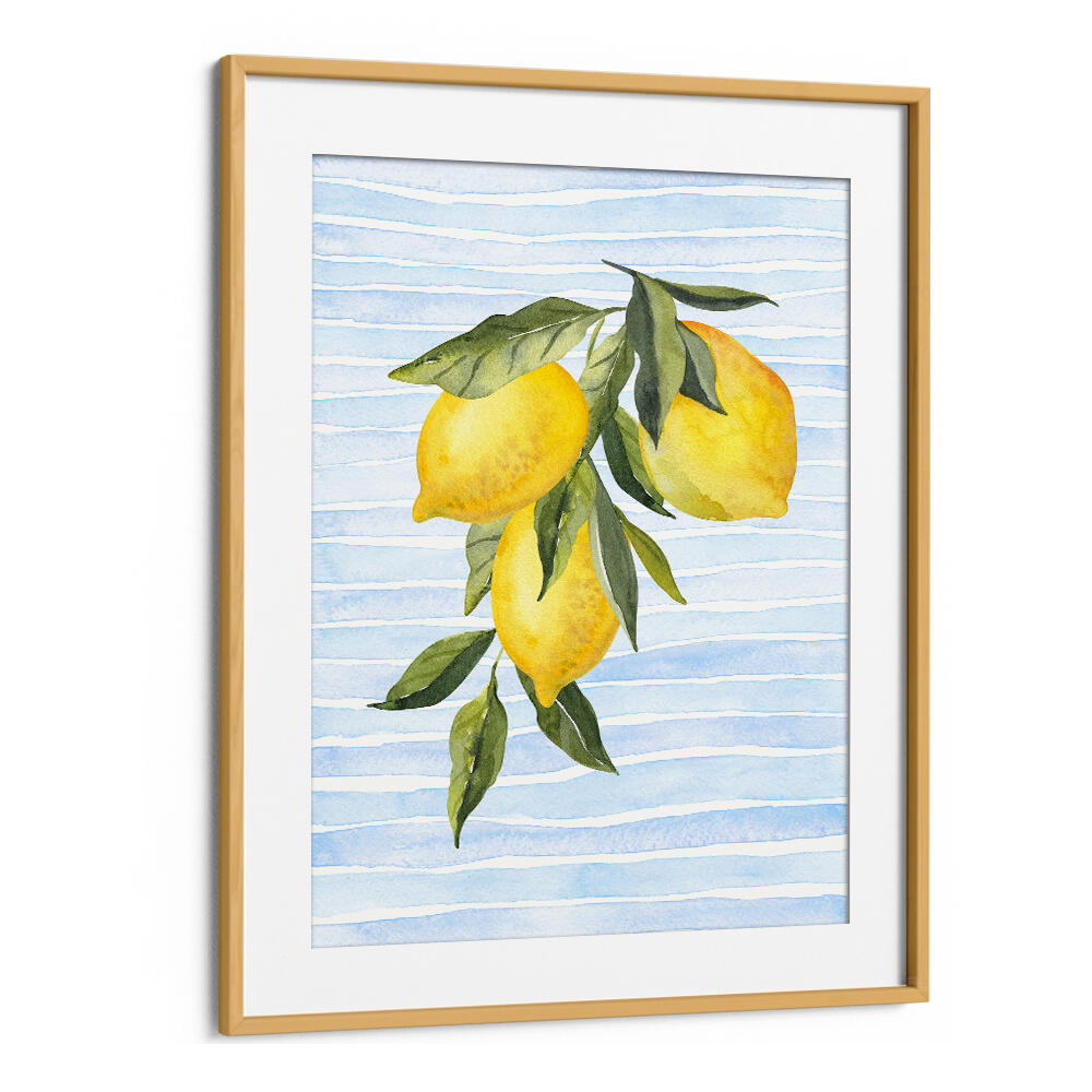 LEMONS ON STRIPES WATERCOLOR , KITCHEN POSTERS