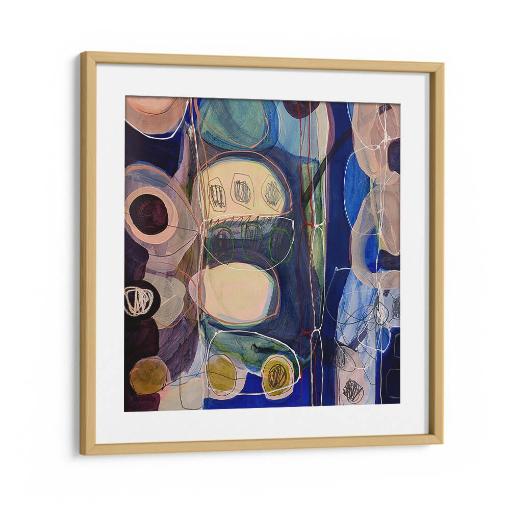Vibrant abstract acrylic art, LITTLE MONSTERS I, enhances modern decor with fluid brush strokes and bold colors.