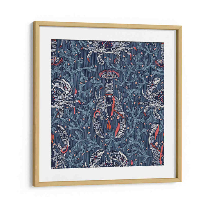 Vibrant LOBSTER AND CRAB NOSTALGIA I, BEACH PAINTINGS showcasing playful seaside life in stunning colors.