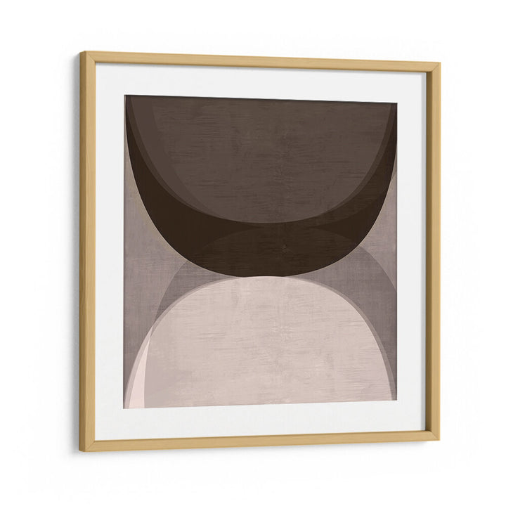 Stylish MODERN MOCHA II, GEOMETRIC ART PRINTS in a gold frame, perfect for contemporary home decor.