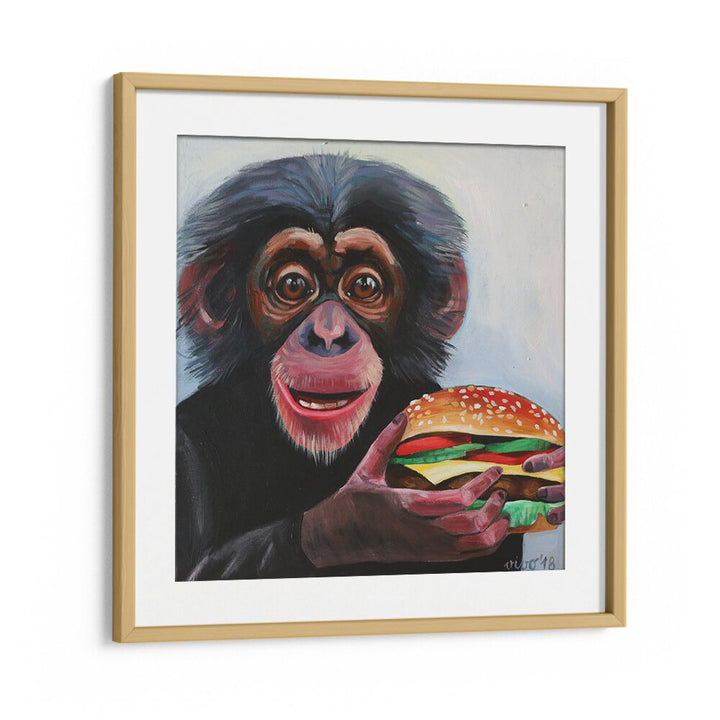 Colorful MONKEY HOLDING A HAMBURGER, COMIC POSTERS add whimsy to your comic book decor at Oakwood Mount.