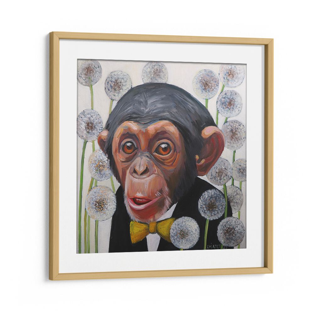 Vibrant MONKEY YELLOW BOW TIE, COMIC POSTERS featuring a charming monkey in a tuxedo for your wall art collection.